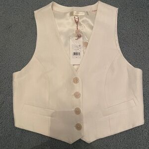 LoveShackFancy off-white linen vest